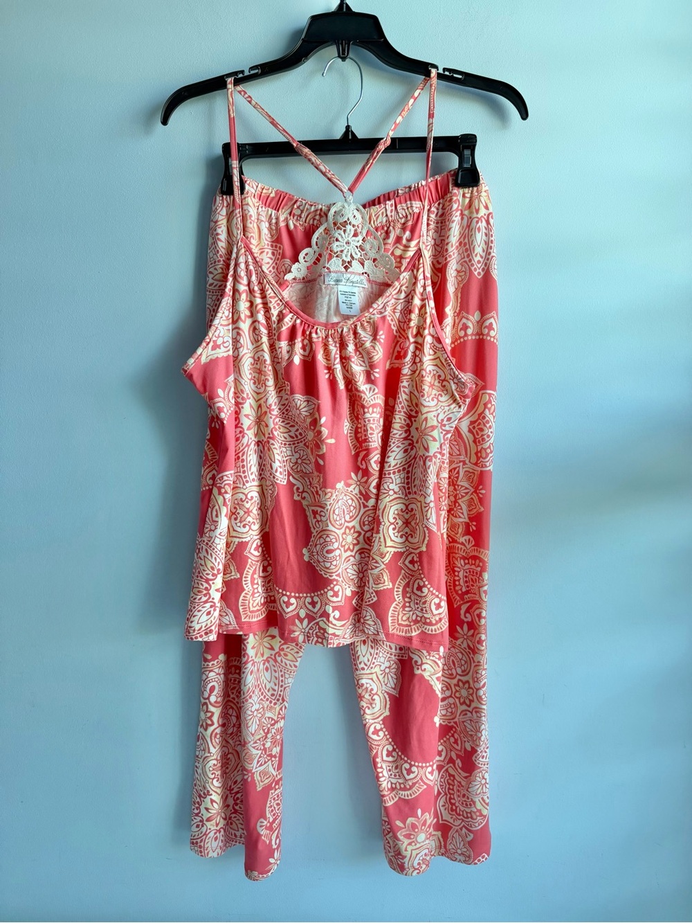 Linea Donatella Women's Coal Super Soft Paisliegh Cropped Pajama Set Size Large - Picture 2 of 12